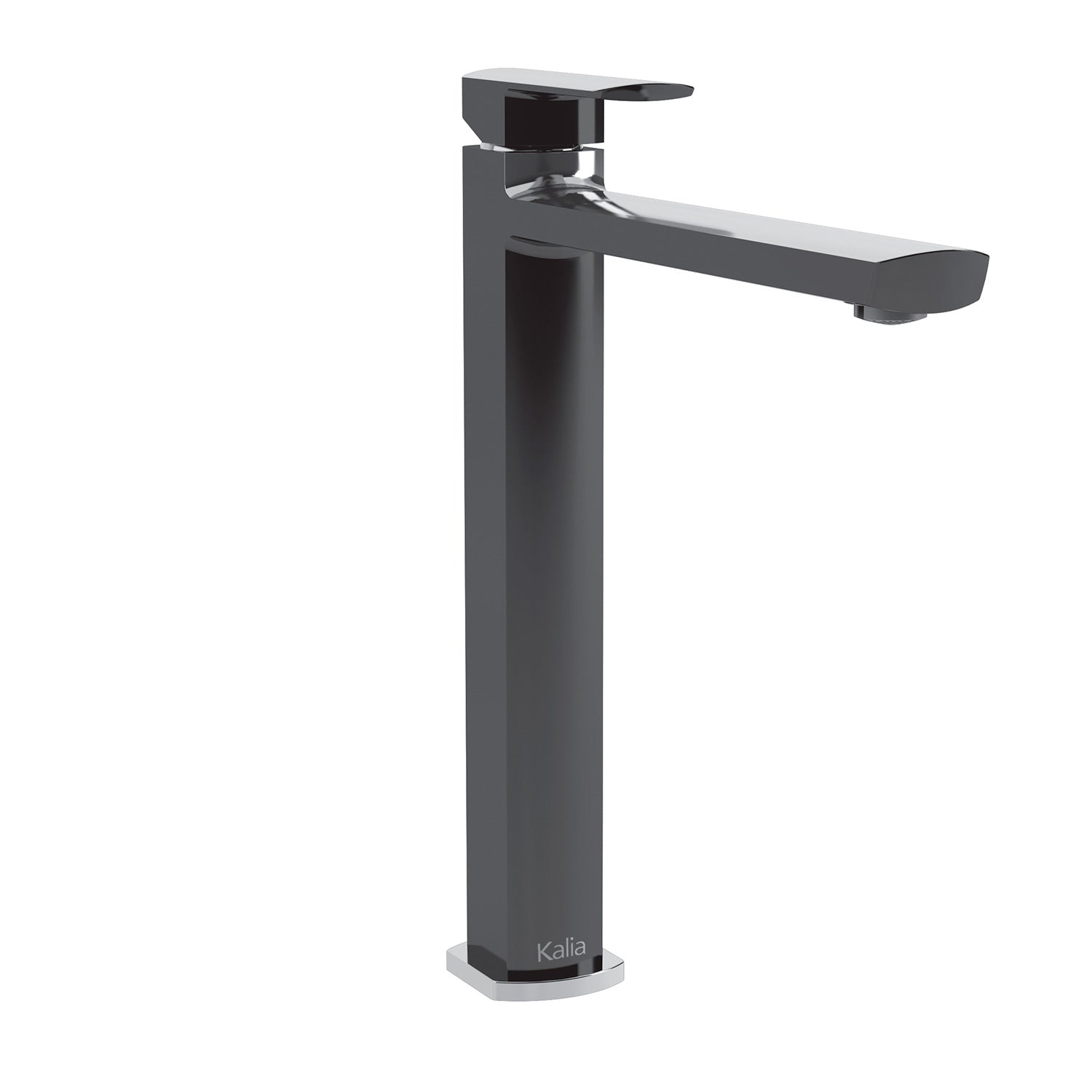 Kalia GRAFIK 11" Tall Single Hole Lavatory Vessel Faucet (Without Drain)- Black/Chrome - Renoz