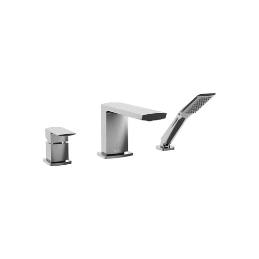 Kalia Grafik 3-Piece Deck Mount Tub Filler with Hand Shower- Chrome - Renoz