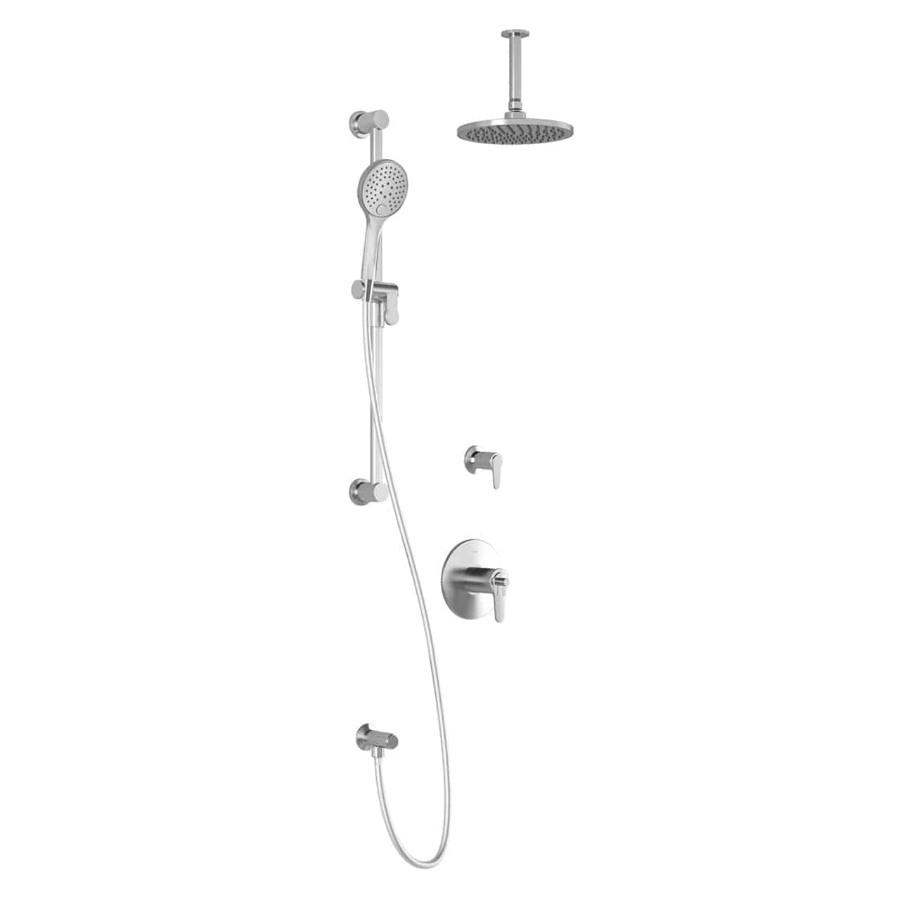 Kalia KONTOUR T2 AQUATONIK T/P Shower Kit System with Vertical Ceiling Arm and 8" Round Rain Shower Head- Chrome - Renoz