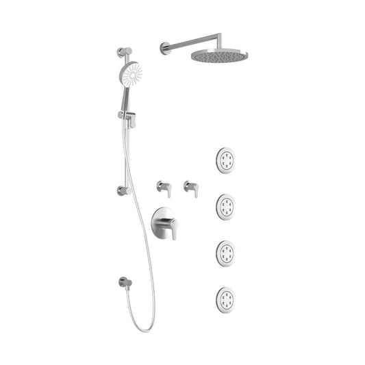 Kalia KONTOUR T375 PLUS Thermostatic Shower Kit System with Wall Arm and 10" Round Rain Shower Head- Chrome - Renoz