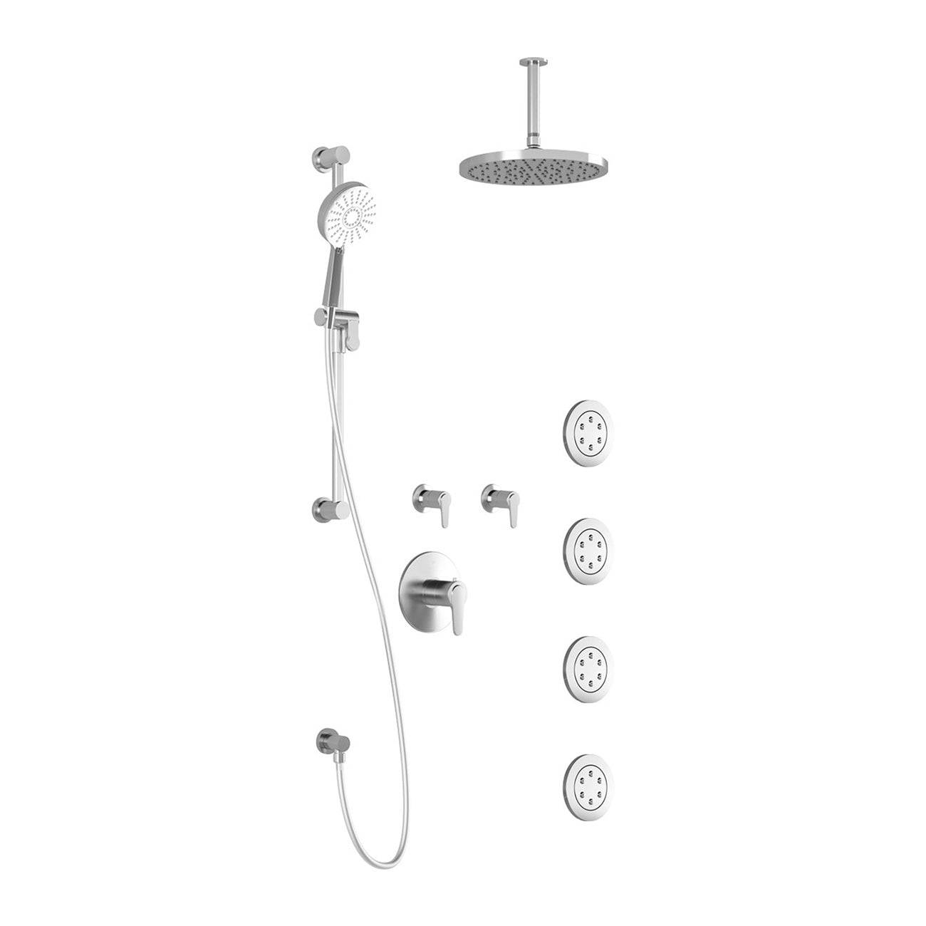 Kalia KONTOUR T375 PLUS Thermostatic Shower Kit System with Vertical Ceiling Arm and 10" Round Rain Shower Head- Chrome - Renoz