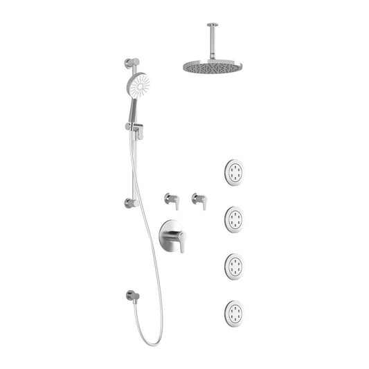 Kalia KONTOUR T375 PLUS Thermostatic Shower Kit System with Vertical Ceiling Arm and 10" Round Rain Shower Head- Chrome - Renoz