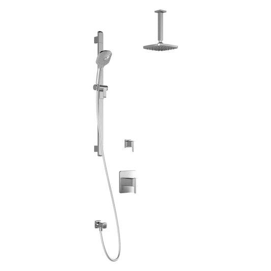 Kalia GRAFIK T2 AQUATONIK T/P Shower Kit System Vertical Ceiling Arm and 8" Square Rain Shower Head- Chrome - Renoz