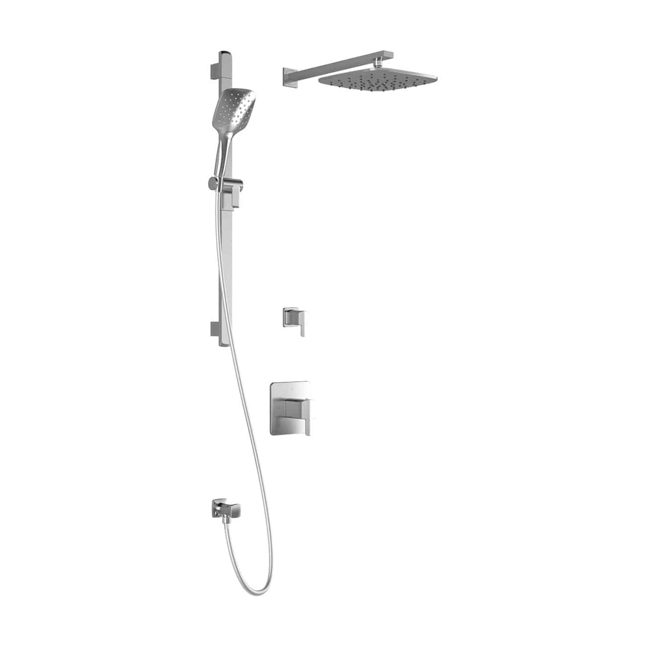 Kalia GRAFIK T2 PLUS AQUATONIK T/P Shower Kit System with Wall Arm and 10" Square Rain Shower Head- Chrome - Renoz