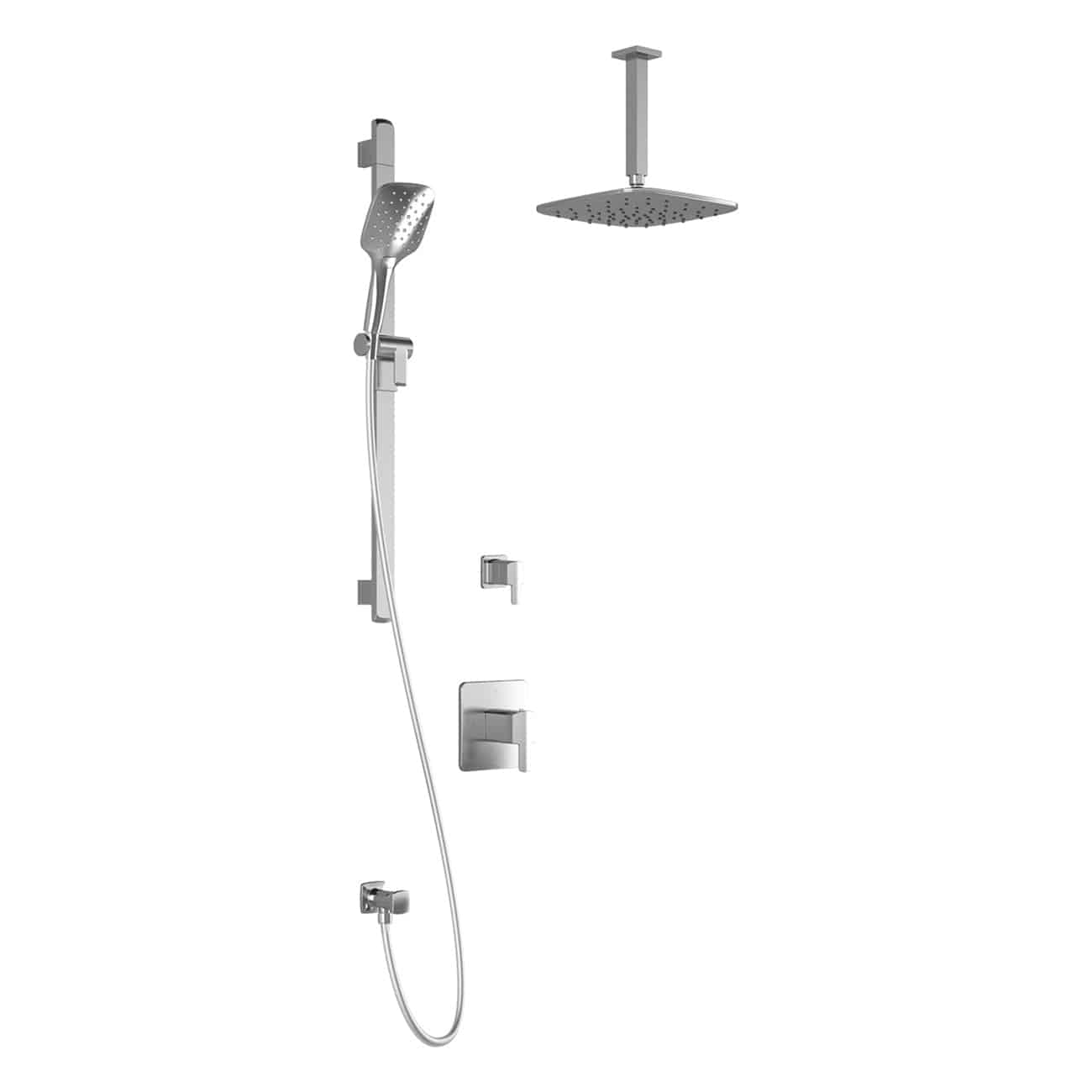 Kalia GRAFIK T2 PLUS AQUATONIK T/P Shower Kit System Vertical Ceiling Arm and 10" Square Rain Shower Head- Chrome - Renoz