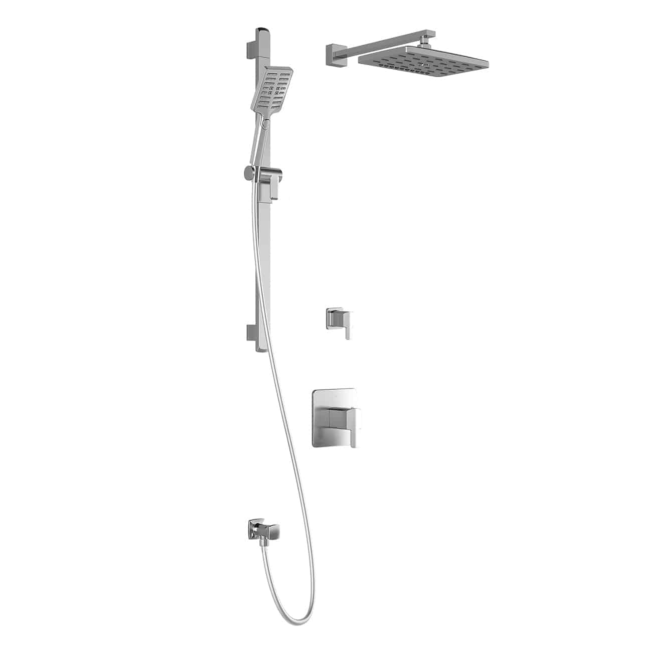 Kalia GRAFIK T2 PREMIA AQUATONIK T/P Shower System with Wall Arm and 12" Square Rain Shower Head- Chrome - Renoz