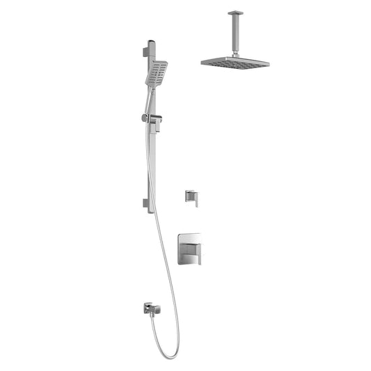 Kalia GRAFIK T2 PREMIA AQUATONIK T/P Shower Kit System Vertical Ceiling Arm and 12" Square Rain Shower Head- Chrome - Renoz