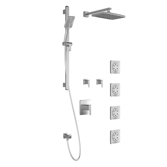 Kalia GRAFIK T375 PREMIA Thermostatic Shower Kit System with Wall Arm and 12" Rectangle Rain Shower Head- Chrome - Renoz