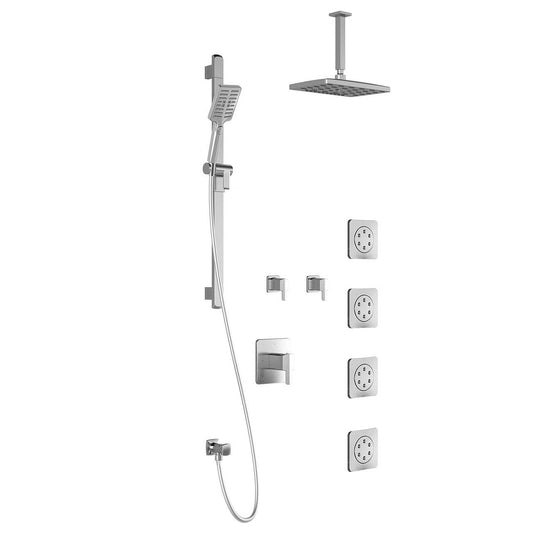 Kalia GRAFIK T375 PREMIA Thermostatic Shower Kit System with Vertical Ceiling Arm and 12" Rectangle Rain Shower Head- Chrome - Renoz