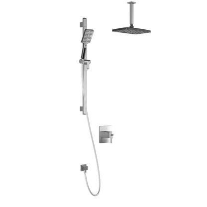 Kalia GRAFIK TCD1 PREMIA (Valve Not Included) AQUATONIK T/P Coaxial Shower System with Vertical Ceiling Arm- Chrome/Black - Renoz