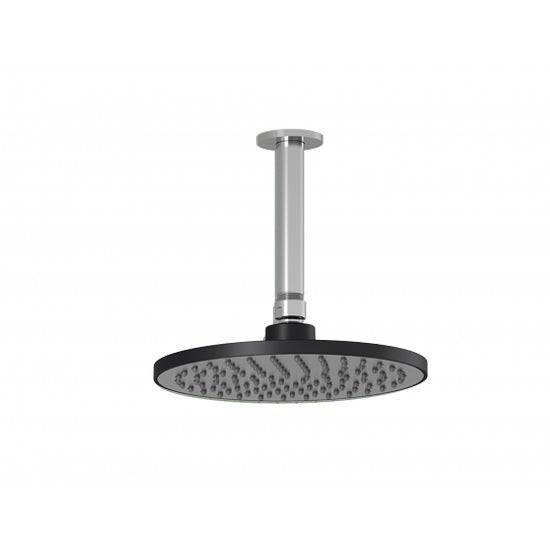 Kalia KONTOUR 8" Round Rain Shower Head and Vertical Ceiling Arm- Black/Chrome - Renoz