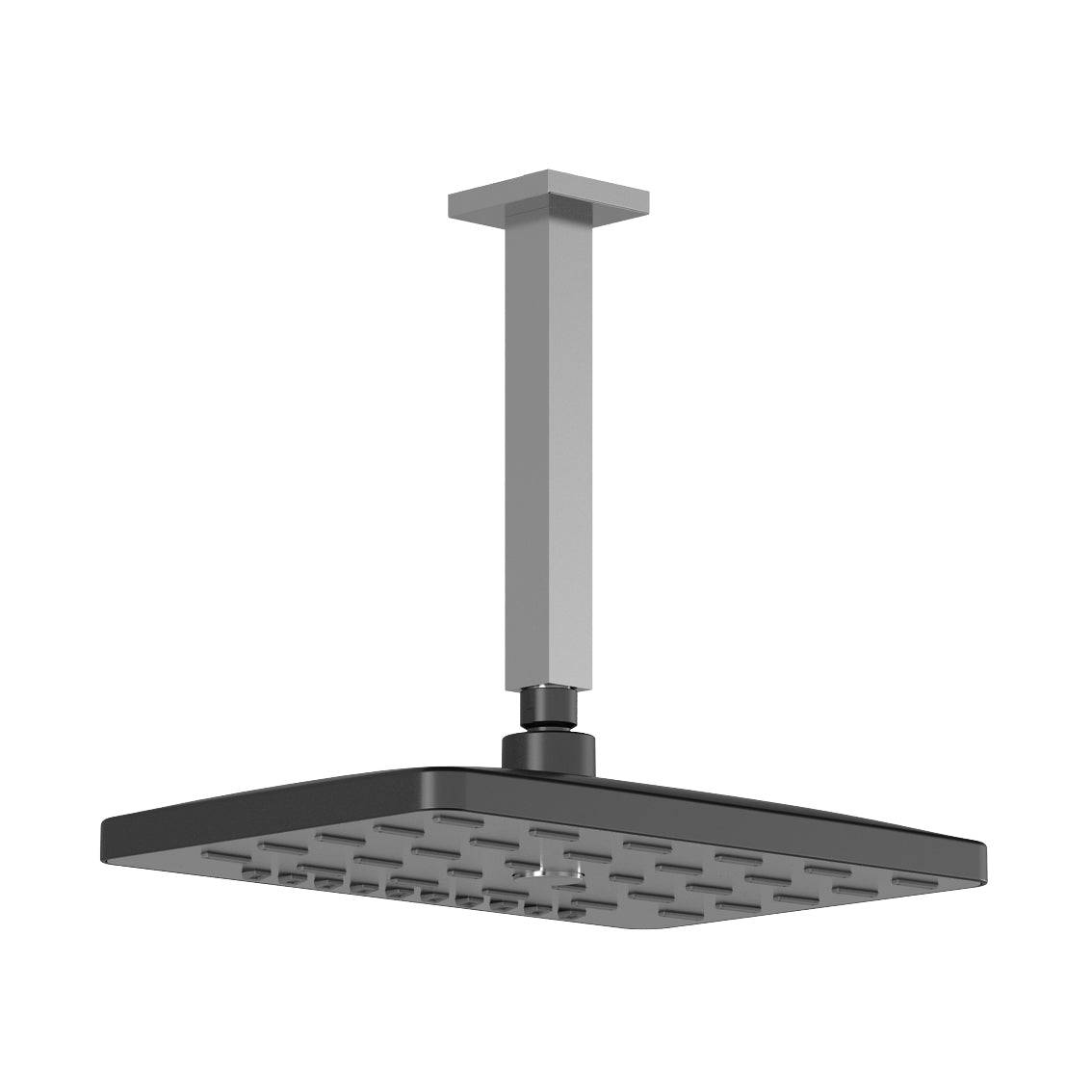 Kalia GRAFIK PREMIA 12" Rectangular 3 Functions Rain Shower Head and Vertical Ceiling Arm- Chrome/Black - Renoz