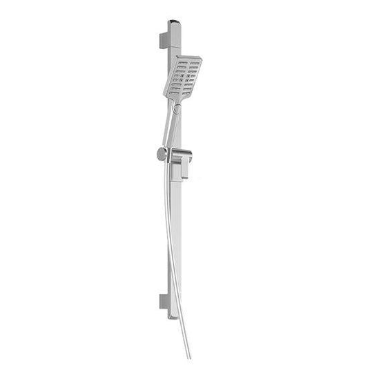 Kalia GRAFIK PREMIA 2-Jet Rectangular Hand Shower, Wall Bar and 60" Flexible and Soft PVC Hose Assembly- Chrome - Renoz