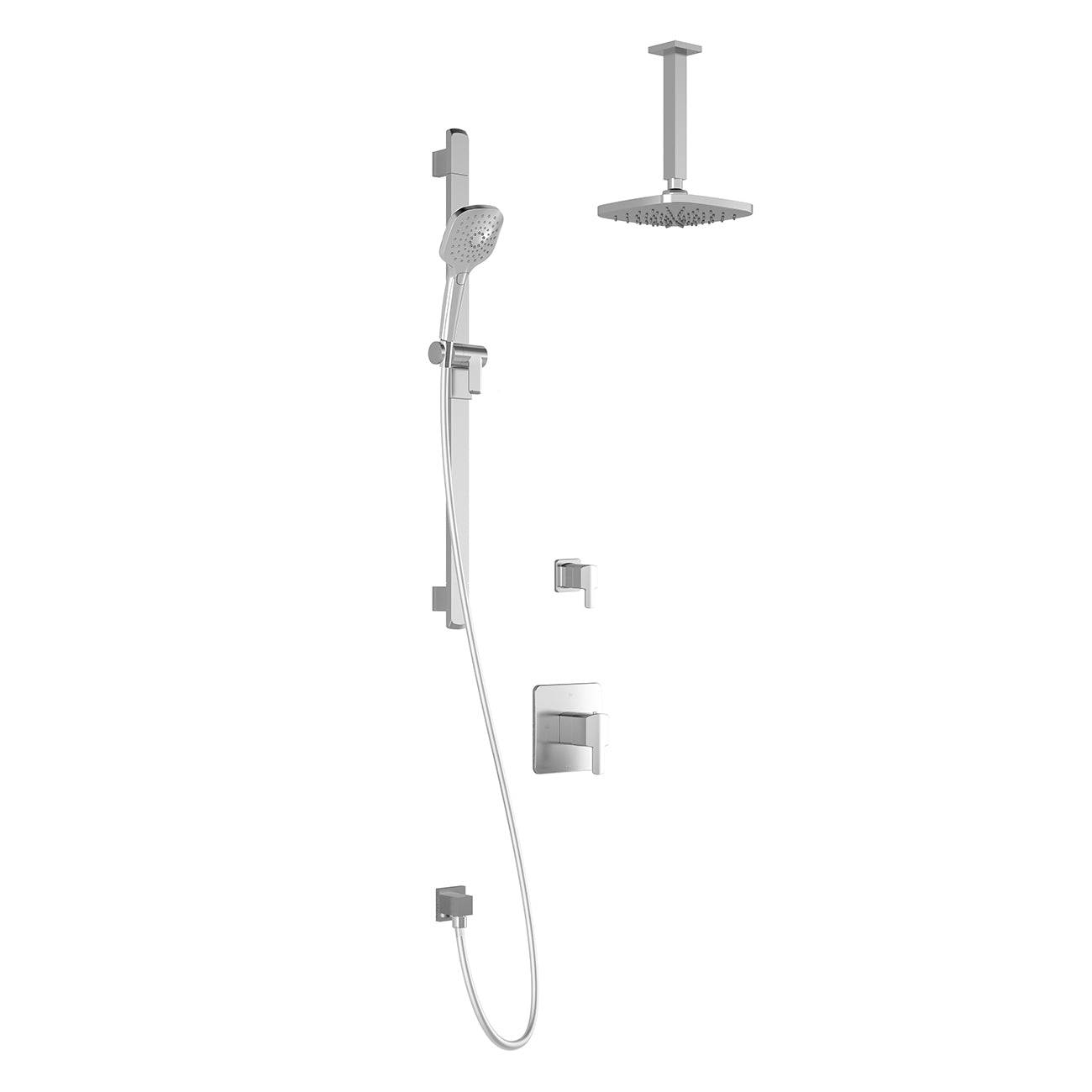 Kalia GRAFIK TD2 AQUATONIK T/P Shower System Vertical Ceiling Arm and 8" Square Rain Shower Head- Chrome - Renoz