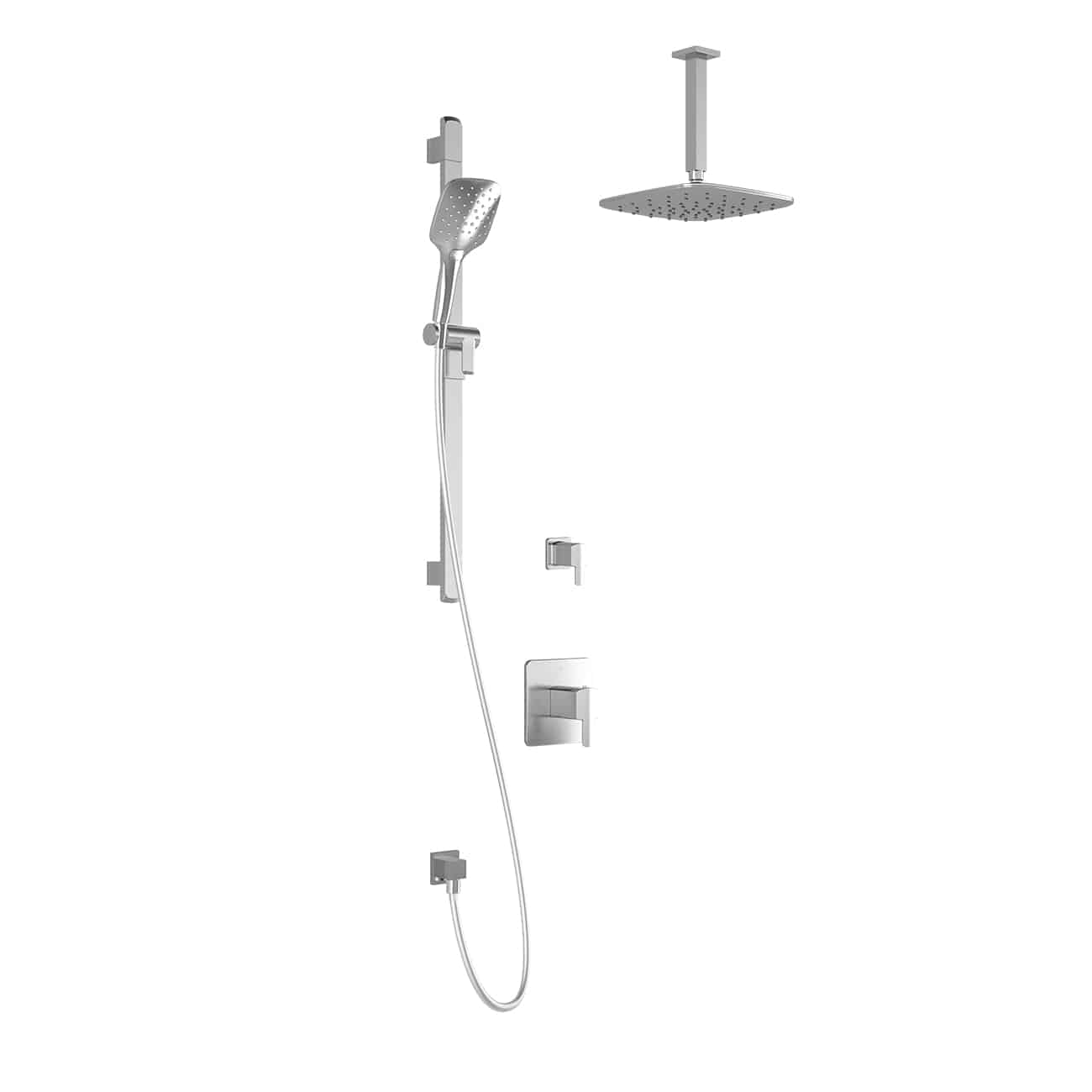 Kalia GRAFIK TD2 PLUS AQUATONIK T/P Shower Kit System Vertical Ceiling Arm and 10" Square Rain Shower Head- Chrome - Renoz