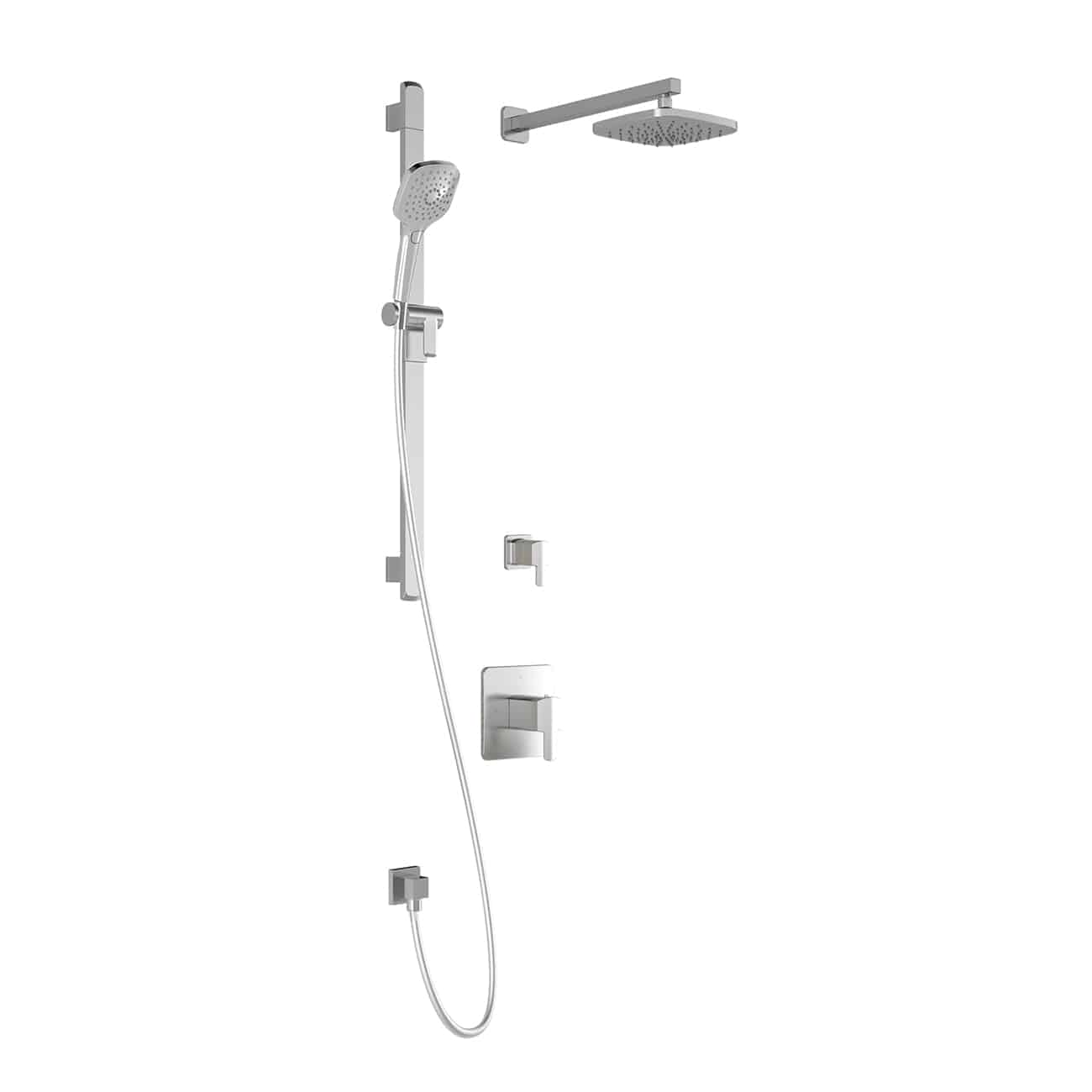 Kalia GRAFIK TD2 AQUATONIK T/P Shower Kit System with Wall Arm and 8" Square Rain Shower Head- Chrome - Renoz