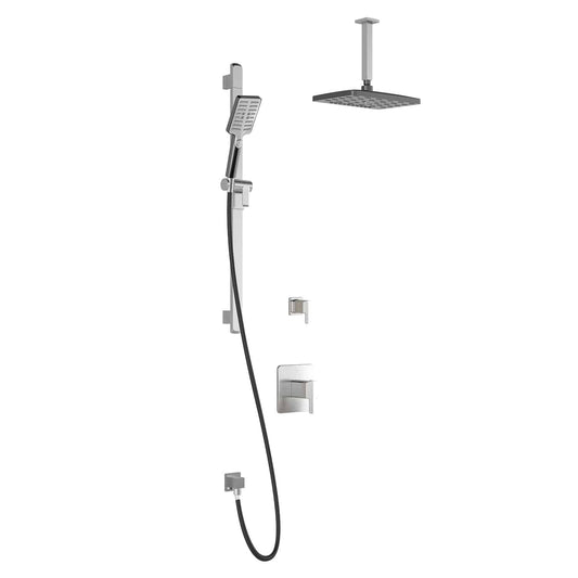 Kalia GRAFIK TD2 PREMIA AQUATONIK T/P Shower Kit System Vertical Ceiling Arm 12" Rectangle Rain Shower Head- Chrome/Black - Renoz