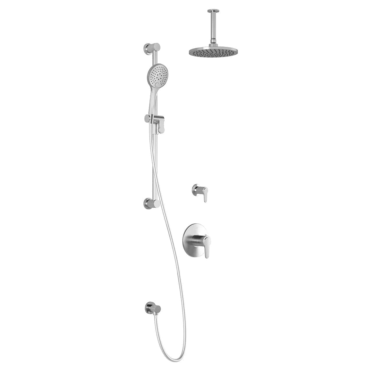 Kalia KONTOUR TD2 AQUATONIK T/P Shower Kit System with Vertical Ceiling Arm and 8" Round Rain Shower Head- Chrome - Renoz