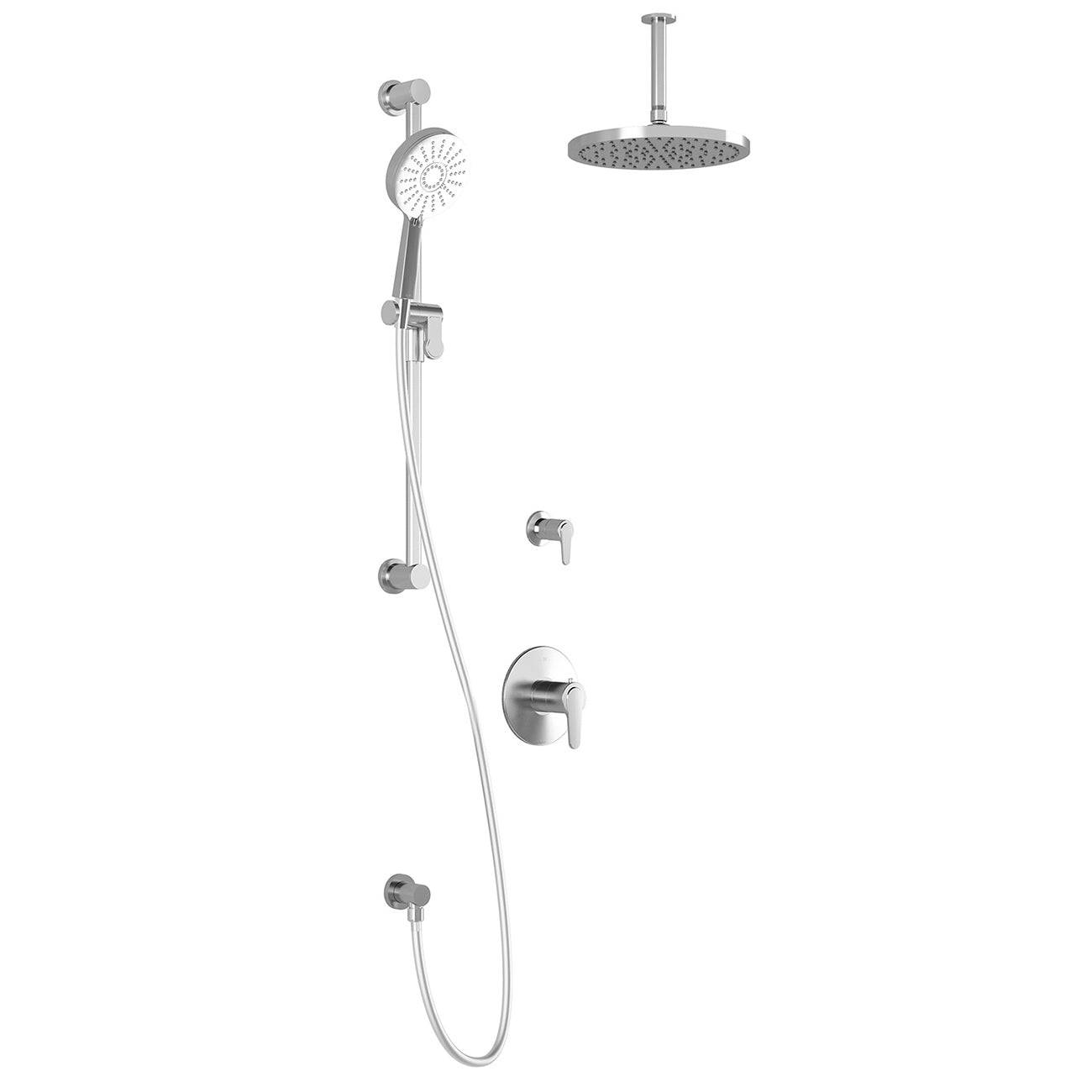 Kalia KONTOUR TD2 PLUS AQUATONIK T/P Shower Kit System with Vertical Ceiling Arm and 10" Round Rain Shower Head- Chrome - Renoz