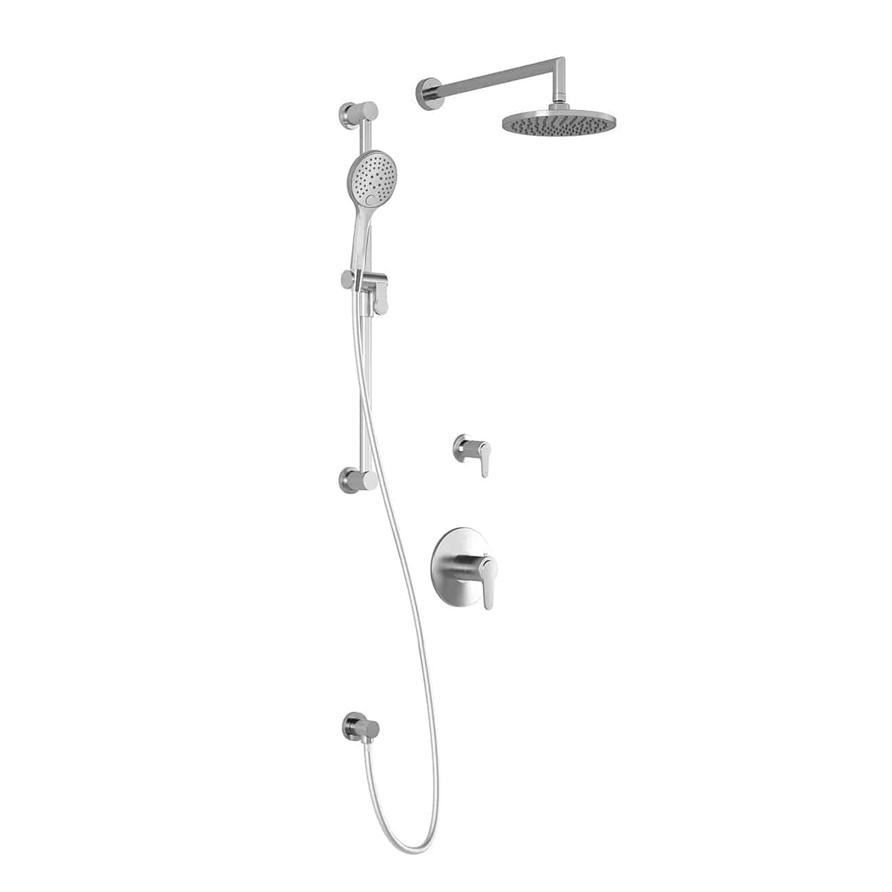 Kalia KONTOUR TD2 AQUATONIK T/P Shower Kit System with Wall Arm and 8" Round Rain Shower Head- Chrome - Renoz