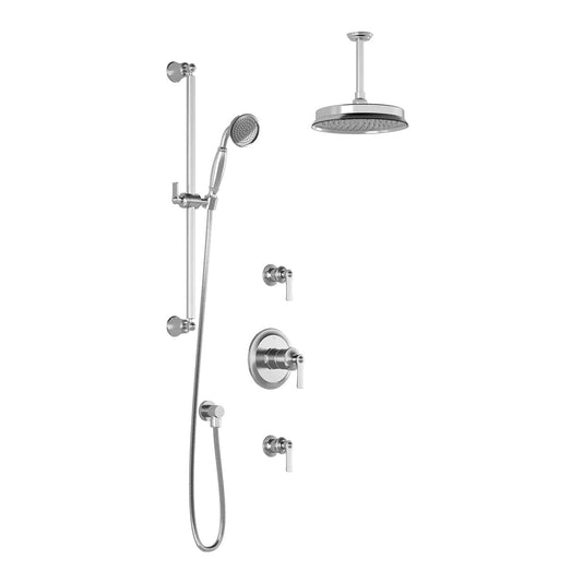 Kalia RUSTIK T2 AQUATONIK T/P Shower System with 9" Round Shower Head and Hand Shower Vertical Ceiling Arm -Chrome - Renoz