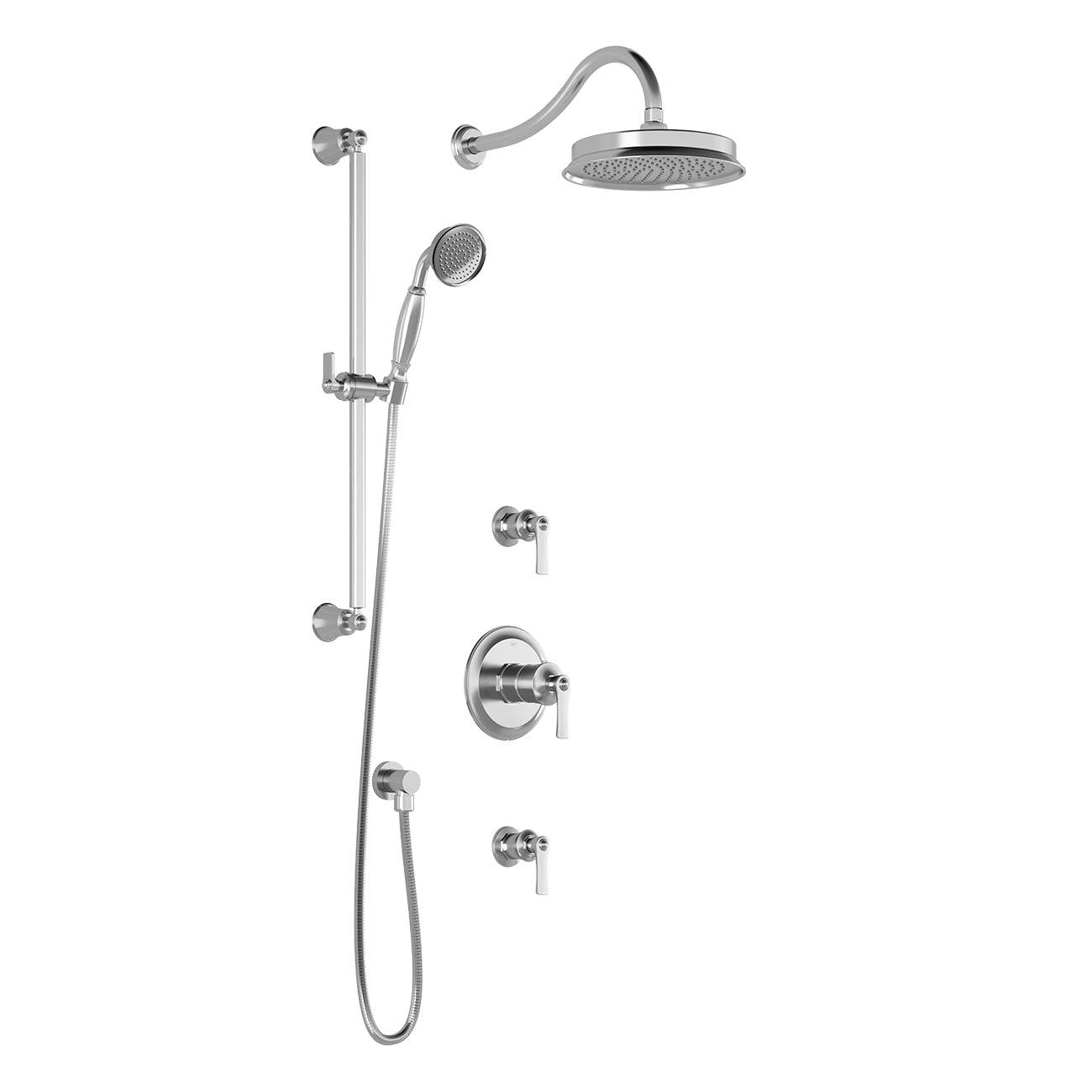 Kalia RUSTIK T2 AQUATONIK T/P Shower System with 9" Round Shower Head and Hand Shower and Wall Arm (BF1488) - Renoz