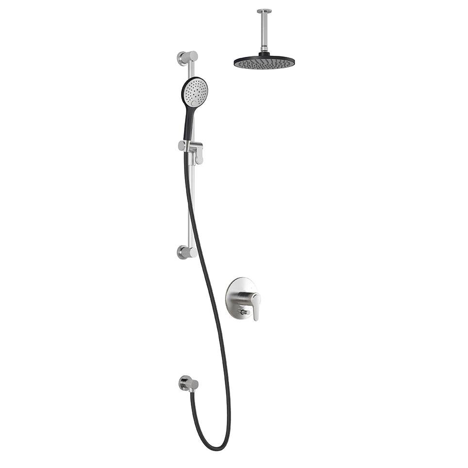 Kalia KONTOUR PB4 (Valve Not Included) Pressure Balance Shower System Vertical Ceiling Arm- Black/Chrome - Renoz