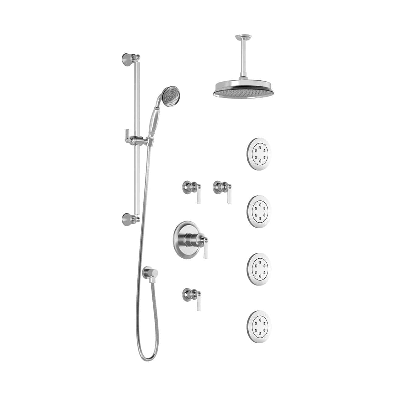 Kalia RUSTIK T375 Thermostatic Shower System with Vertical Ceiling Arm- Chrome - Renoz