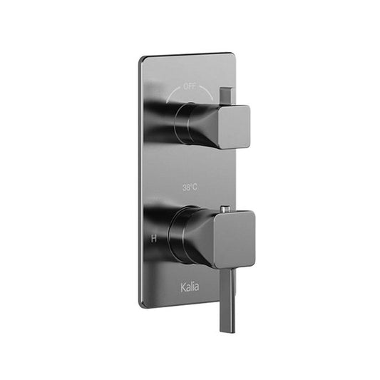 Kalia SquareOne 3-Way AQUATONIK Type T/P 1/2" Valve with Diverter and Square Decorative Trim- Chrome - Renoz