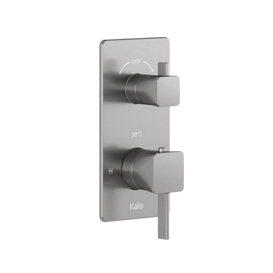 Kalia SquareOne 3-Way AQUATONIK Type T/P 1/2" Valve with Diverter and Square Decorative Trim- Pure Nickel PVD - Renoz