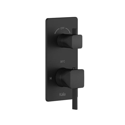 Kalia SquareOne 3-Way AQUATONIK Type T/P 1/2" Valve with Diverter and Square Decorative Trim- Matte Black - Renoz