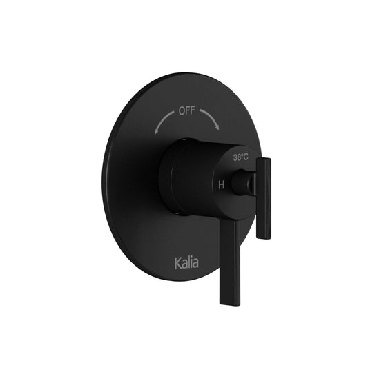 Kalia RoundOne 2-Way AQUATONIK Type T/P 1/2" Coaxial Valve with Diverter and Round Decorative Trim- Matte Black - Renoz