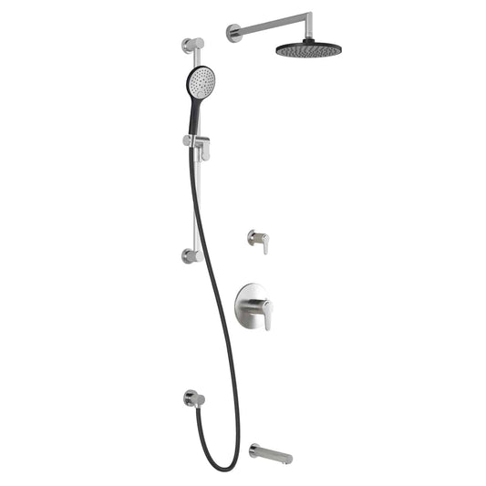 Kalia KONTOUR TD3 AQUATONIK T/P Shower System with Wall Arm- Black/Chrome - Renoz