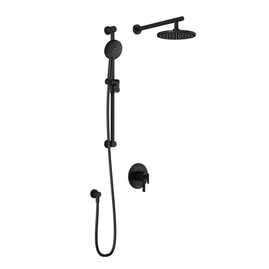 Kalia RoundOne TCD1 AQUATONIK T/P Coaxial Shower System with Wall Arm- Matte Black - Renoz