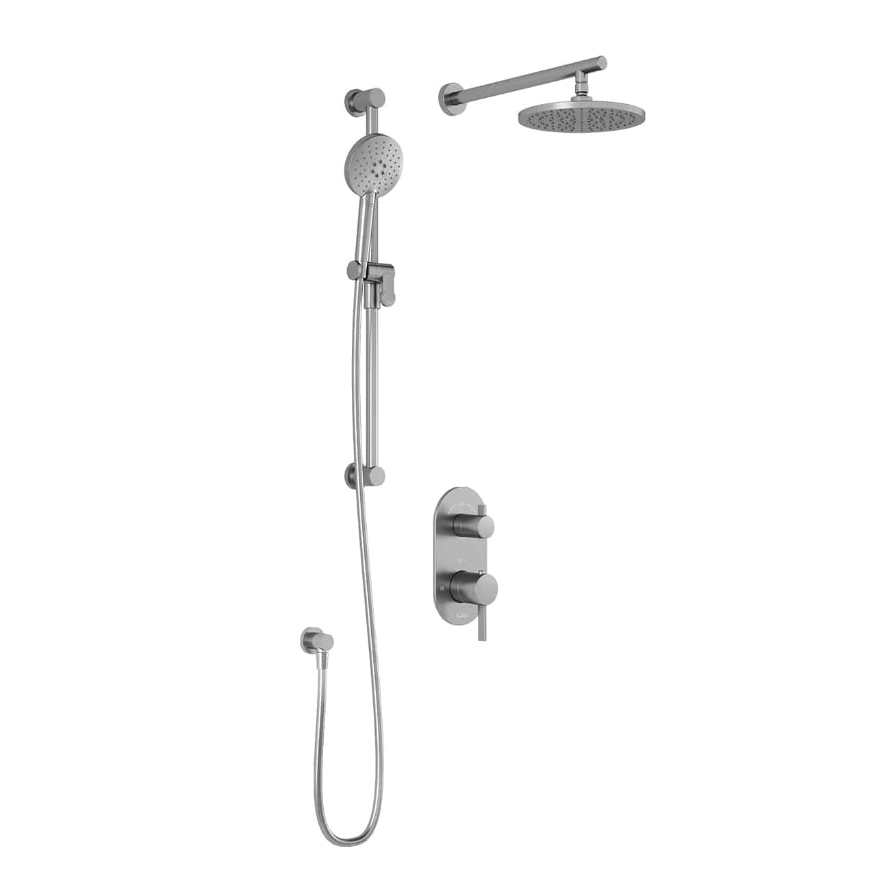 Kalia RoundOne TD2 : Aquatonik T/P with Diverter Shower System with 9" Round Shower Head Hand Shower and Wall Arm (BF1638) - Renoz