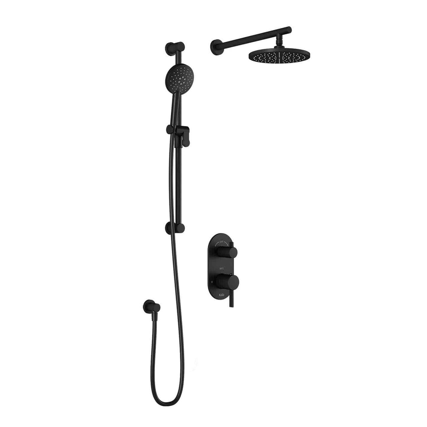 Kalia RoundOne TD2 AQUATONIK T/P with Diverter Shower System with Wall Arm- Matte Black - Renoz