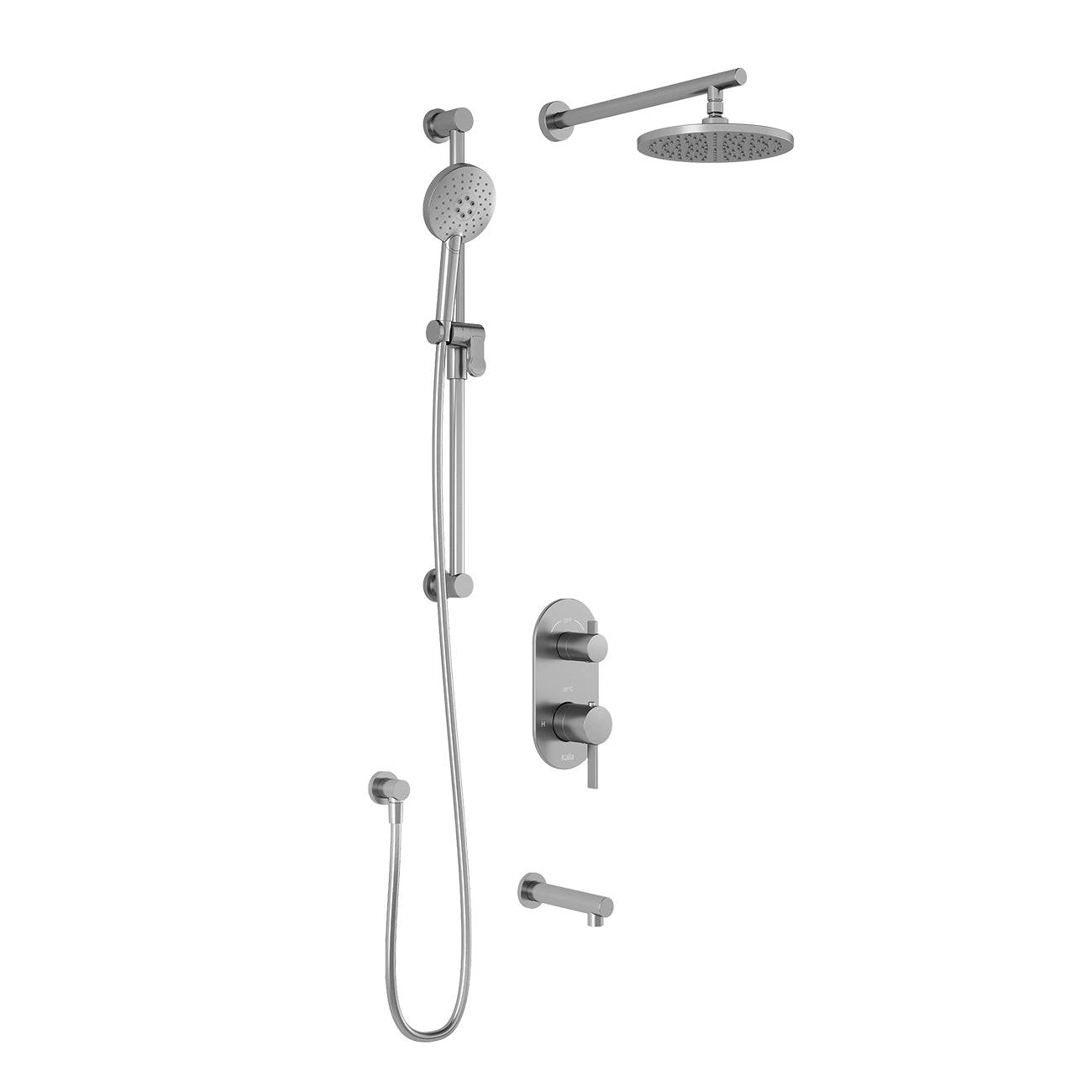 Kalia RoundOne TD3 : AQUATONIK T/P with Diverter Shower System with 9" Round Shower Head with Wall Arm (BF1642) - Renoz