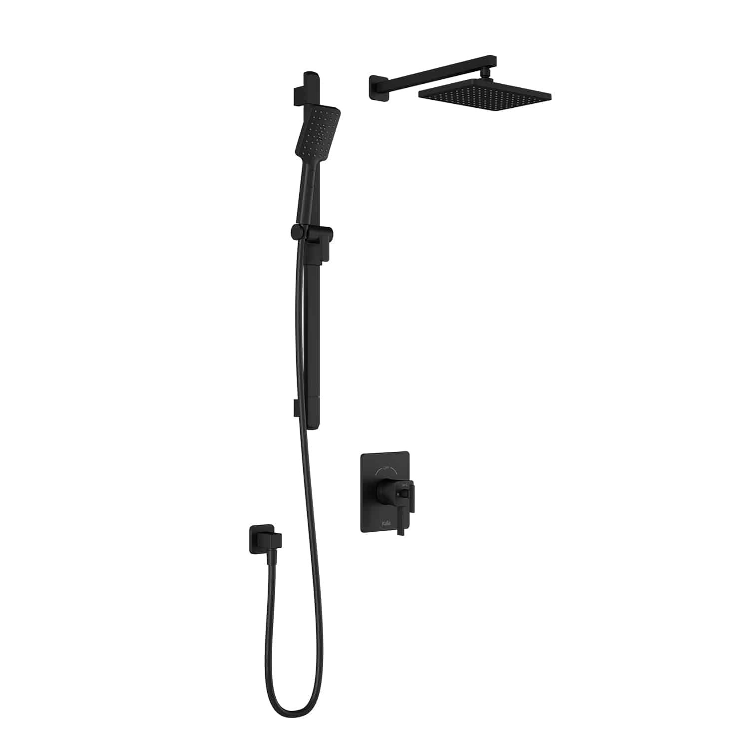 Kalia SquareOne TCD1 AQUATONIK T/P Coaxial Shower System with Wall Arm- Matte Black - Renoz