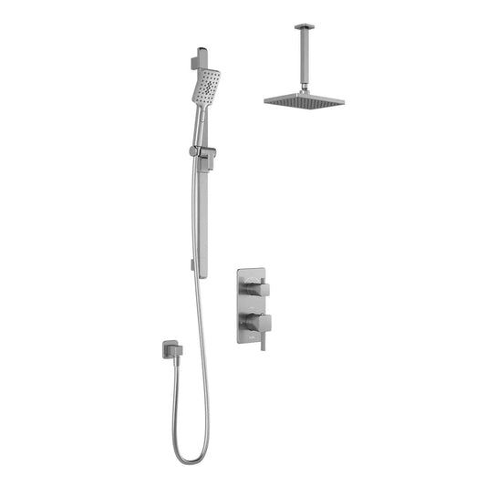 Kalia SquareOne TD2 (Valve Not Included) AQUATONIK T/P with Diverter Shower System with Vertical Ceiling Arm- Pure Nickel PVD - Renoz