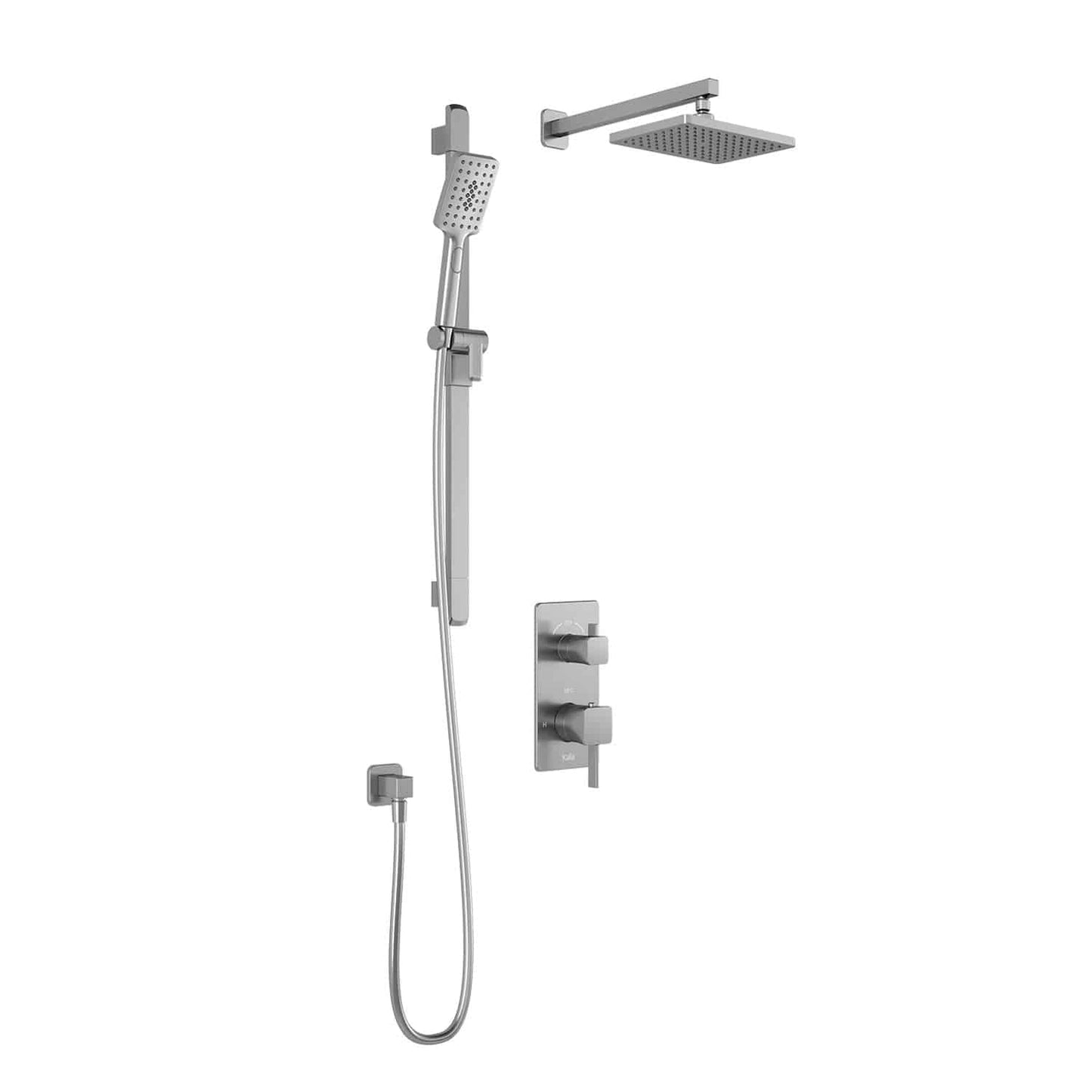 Kalia SquareOne TD2 AQUATONIK T/P with Diverter Shower System with 10-1/4" Shower Head with Wall Arm- Pure Nickel PVD - Renoz