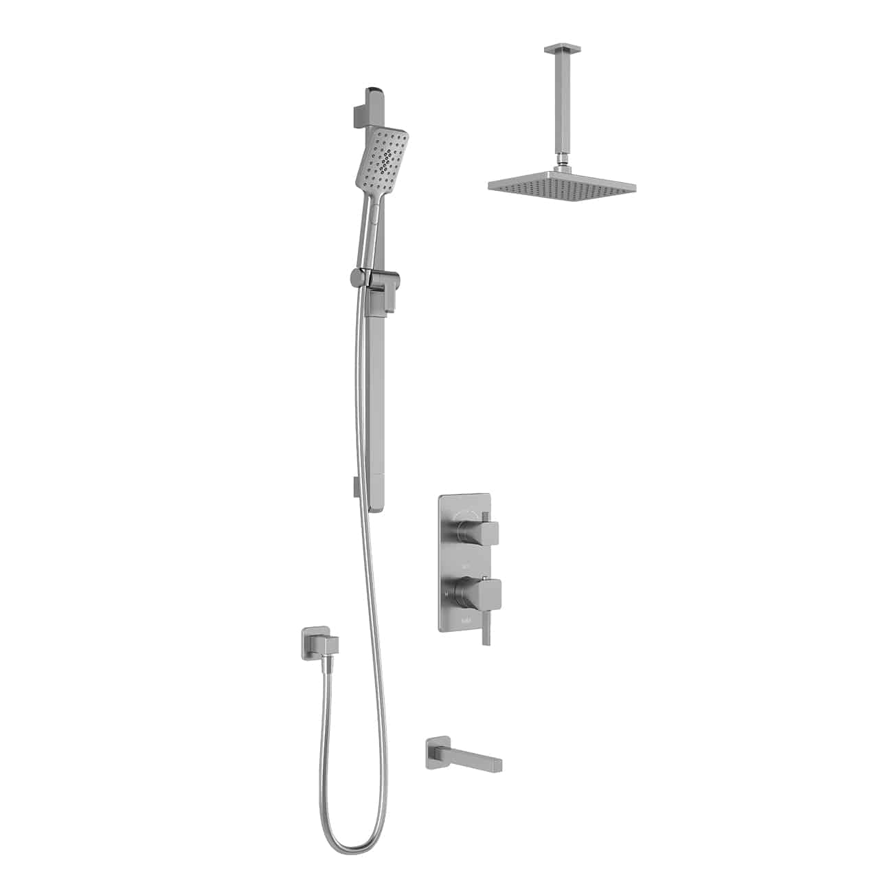 Kalia SquareOne TD3 AQUATONIK T/P with Diverter Shower System with 10-1/4" Shower Head with Vertical Ceiling Arm -Chrome - Renoz