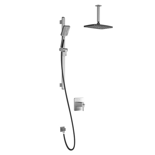 Kalia GRAFIK TCD1 PREMIA AQUATONIK T/P Coaxial Shower System with Vertical Ceiling Arm- Chrome/Black - Renoz