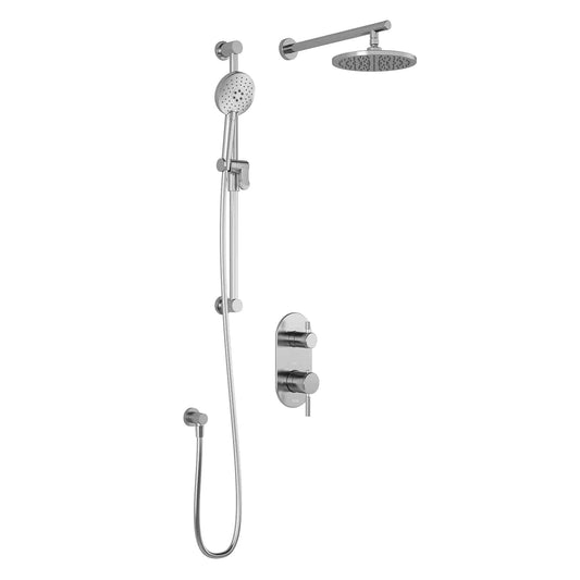 Kalia PRECISO TD2 : AQUATONIK T/P with Diverter Shower System with 9" Round Shower Head, Round Hand Shower and Wall Arm- Chrome - Renoz