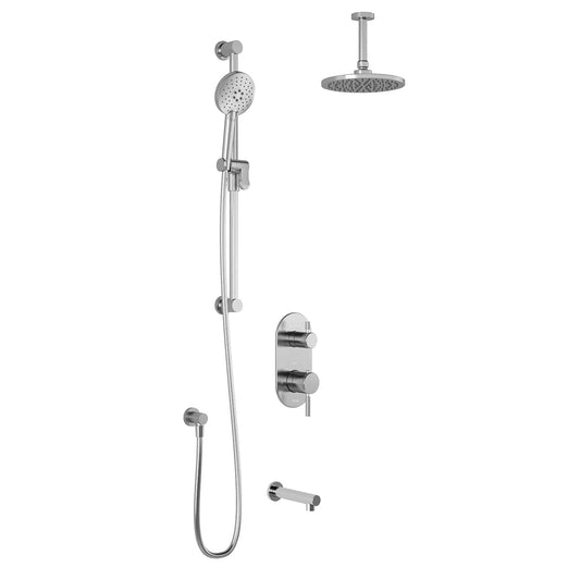 Kalia PRECISO TD3 AQUATONIK T/P with Diverter Shower System with 9" Round Shower Head and Vertical Ceiling Arm -Chrome - Renoz