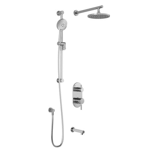 Kalia PRECISO TD3 : AQUATONIK T/P with Diverter Shower System with 9" Round Shower Head and Hand Shower with Wall Arm -Chrome - Renoz