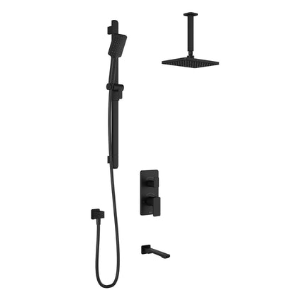 Kalia - Kareo TD3 (Valve Not Included) : Aquatonik T/P With Diverter Shower System With Vertical Ceiling Arm - Matte Black