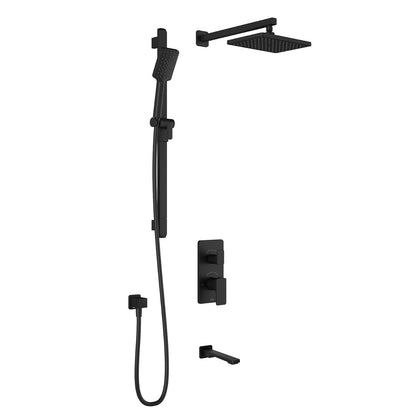 Kalia - Kareo TD3 (Valve non incluse) : Aquatonik T/P avec système de douche à inverseur avec bras mural - Noir mat