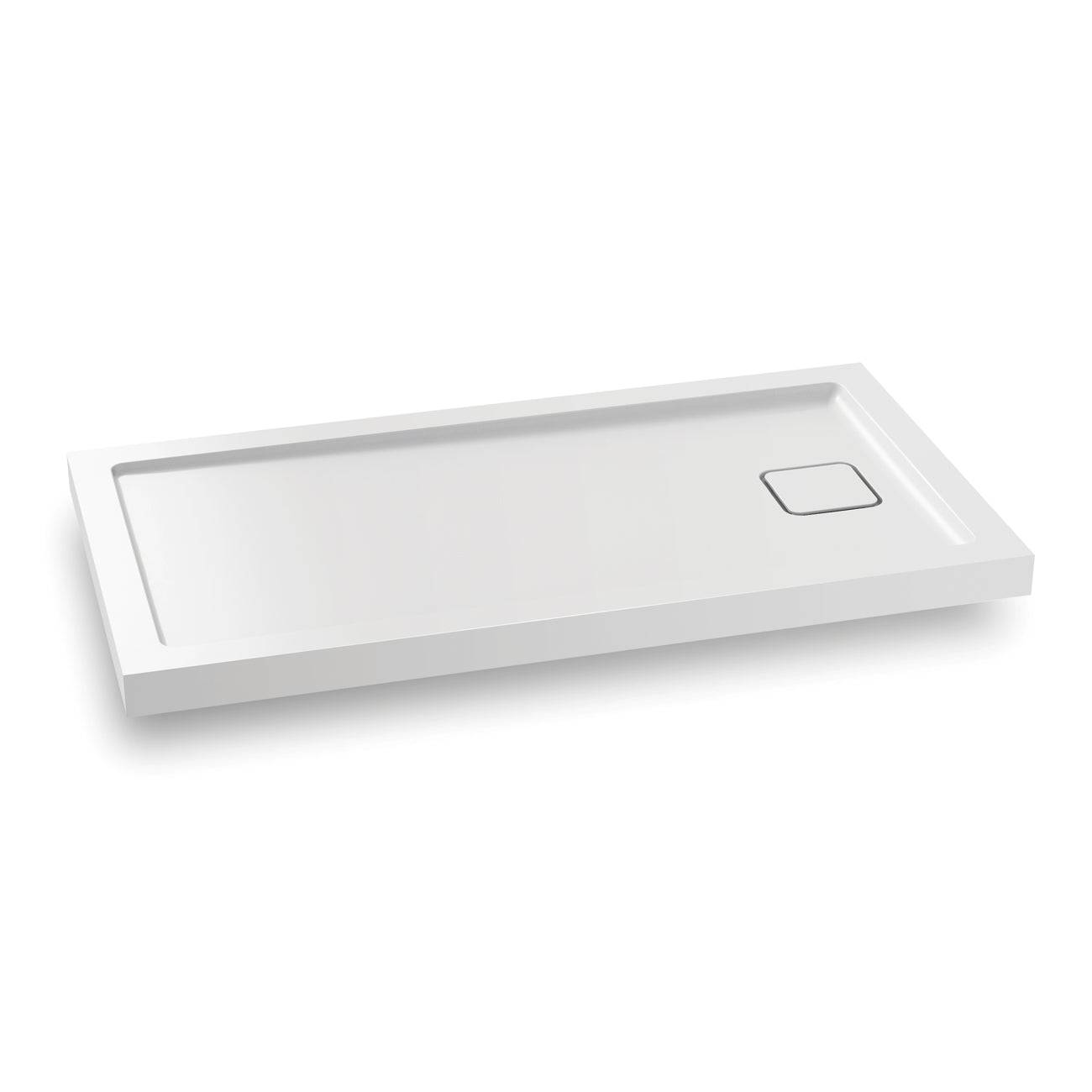 Kalia KOVER 60" x 32" Rectangular Acrylic Shower Base with Drain at the End (Aluminium Tiling Flange Kit Included) - Renoz