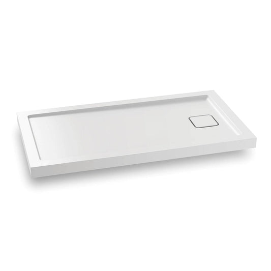 Kalia KOVER 60" x 32" Rectangular Acrylic Shower Base with Drain at the End (Aluminium Tiling Flange Kit Included) - Renoz