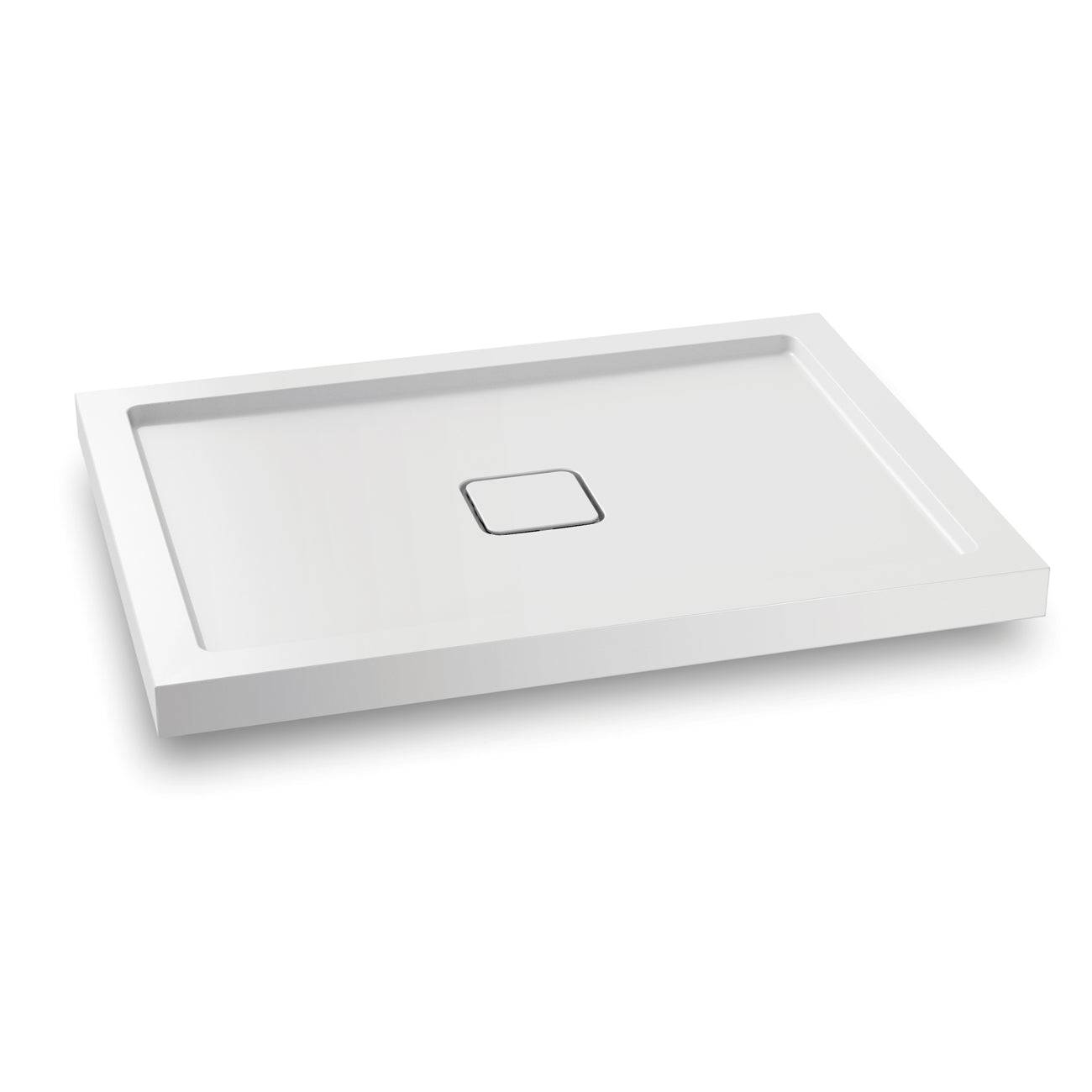 Kalia KOVER 48" x 36" Rectangular Acrylic Shower Base with Central Drain (Aluminum Tiling Flange Kit Included) - Renoz